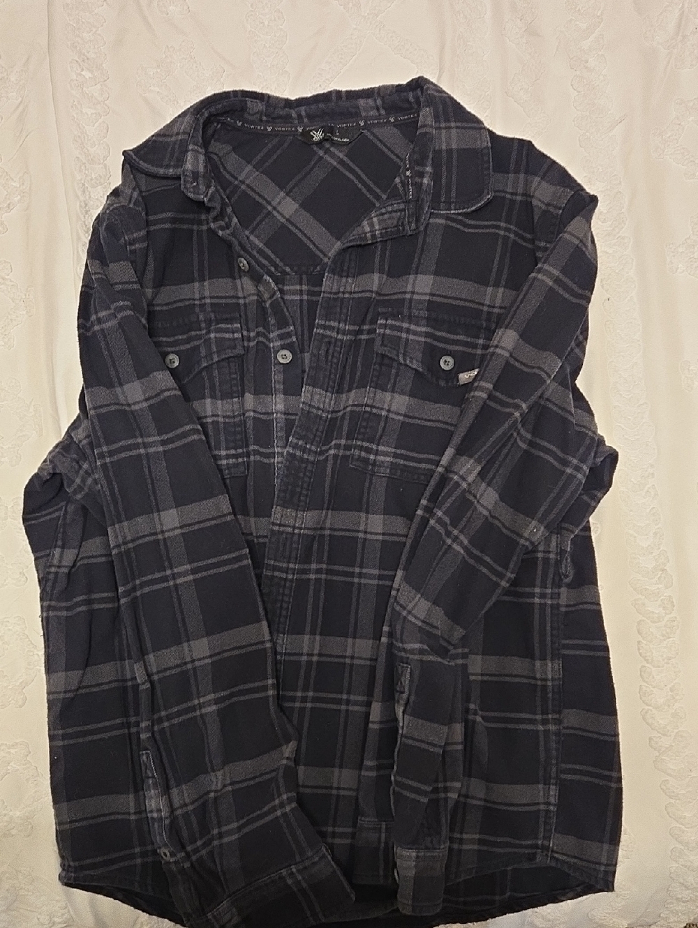 Men's Black & Gray Plaid Flannel Shirt - Unbranded